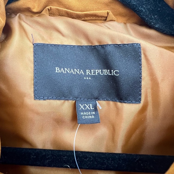 NWT Banana Republic Factory sz 2X ochre puffer vest w/ faux suede brown details - Picture 6 of 9